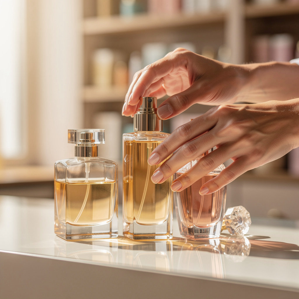 Premium perfume collection at Cosmetic Palace Perfumes & Beauty Supply Chula Vista featuring elegant fragrance bottles